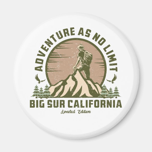 Aimant T-Shirt Retro Big Sur Hike Sunset (Devant)