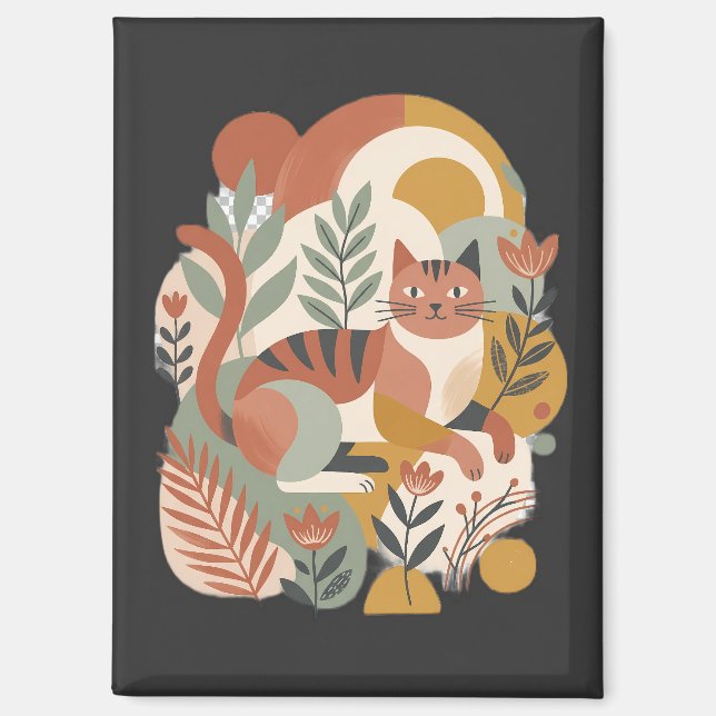 Aimant T-Shirt Rétro Floral Boho Art (Recto)