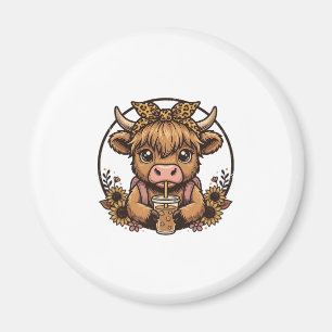 Aimant T-shirt vintage fleur de soleil café vache des Hig