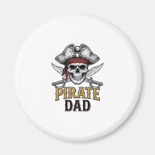 Aimant T-shirt vintage gravure crâne épée Papa pirate_1