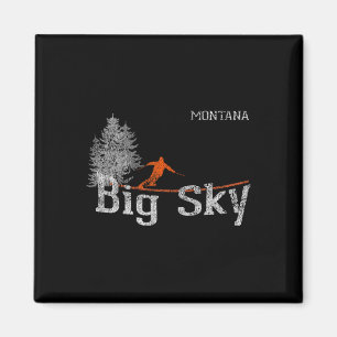 Aimant T Shirt Vintage Ski de Style Années 80 Big Sky Mon