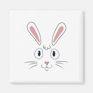 Aimant T-shirt visage aux oreilles de lapin mignon Cadeau