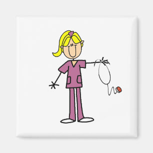Aimant T-shirts Blond Female Stick Figure Nurse