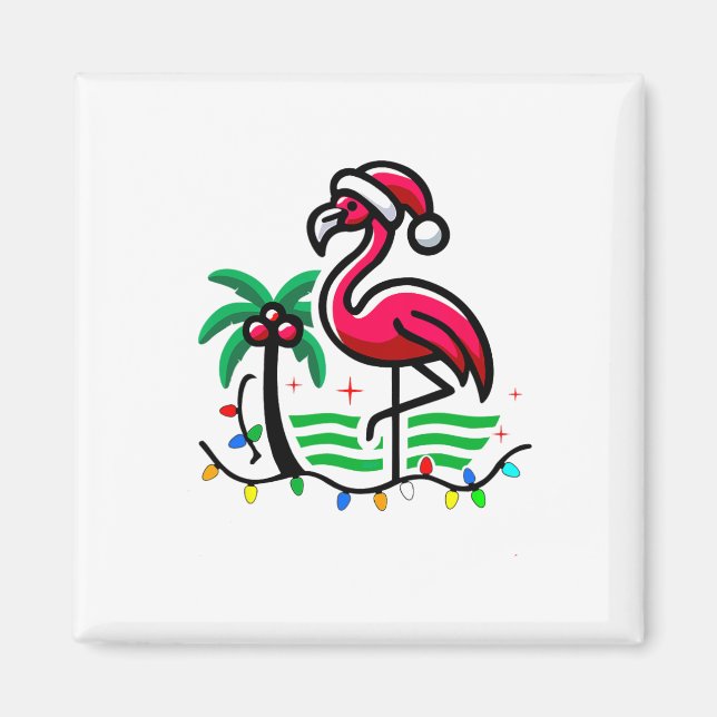 Aimant T-shirts de vacances nostalgiques Noël Flamant ros (Devant)