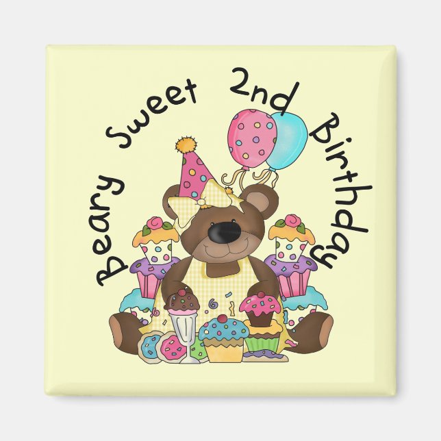 Aimant T-shirts et cadeaux Beary Sweet 2e anniversaire (Devant)