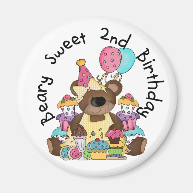 Aimant T-shirts et cadeaux Beary Sweet 2e anniversaire (Devant)