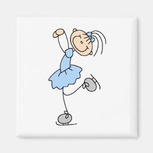 Aimant T-shirts et cadeaux bleus de patineur artistique