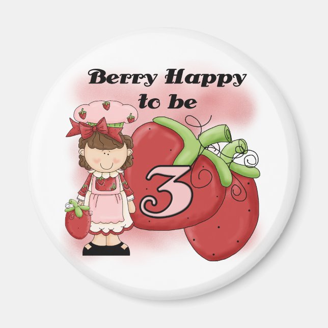 Aimant T-shirts et cadeaux Brown Berry 3e anniversaire (Devant)