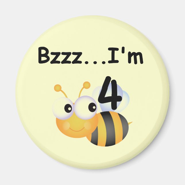 Aimant T-shirts et cadeaux Buzz Bumblebee 4e anniversaire (Devant)