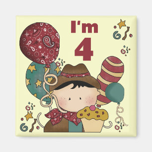 Aimant T-shirts et cadeaux Cowboy 4e anniversaire