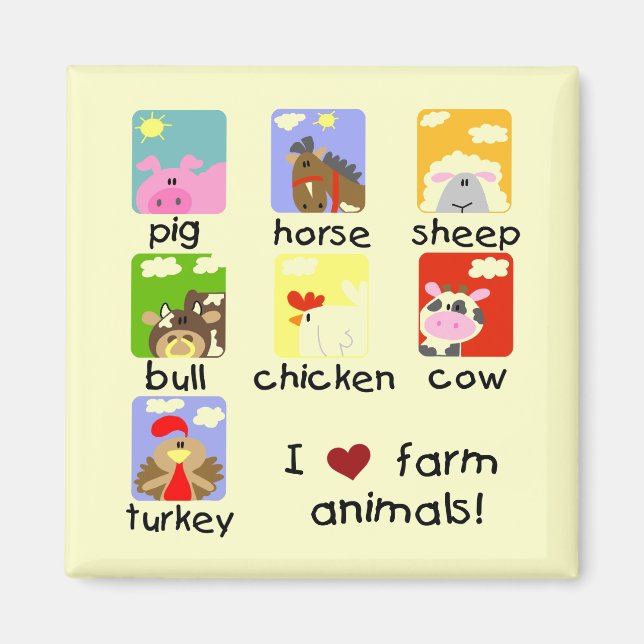 Aimant T-shirts et cadeaux d'animaux de ferme (Devant)