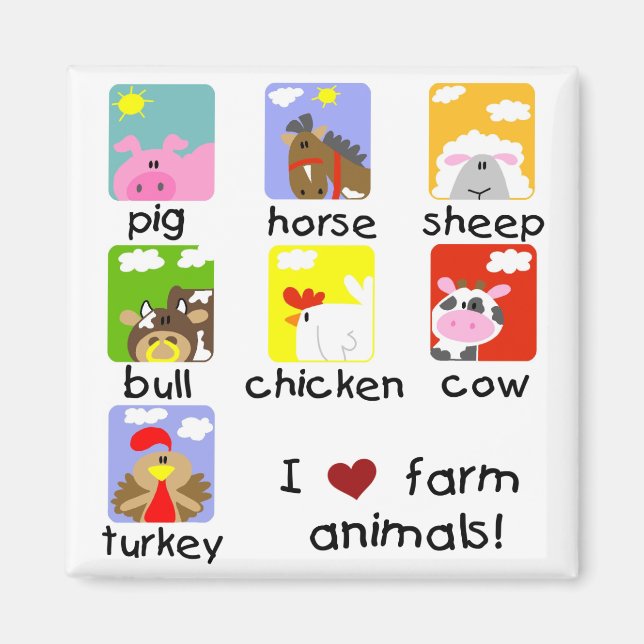 Aimant T-shirts et cadeaux d'animaux de ferme (Devant)