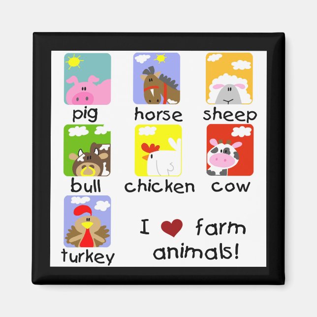 Aimant T-shirts et cadeaux d'animaux de ferme (Devant)