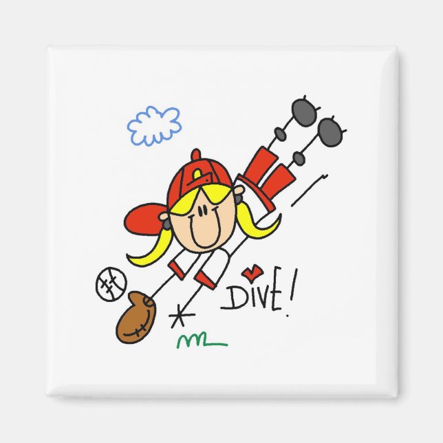 Aimant T-shirts et cadeaux de baseball Dive Girls Softbal (Devant)