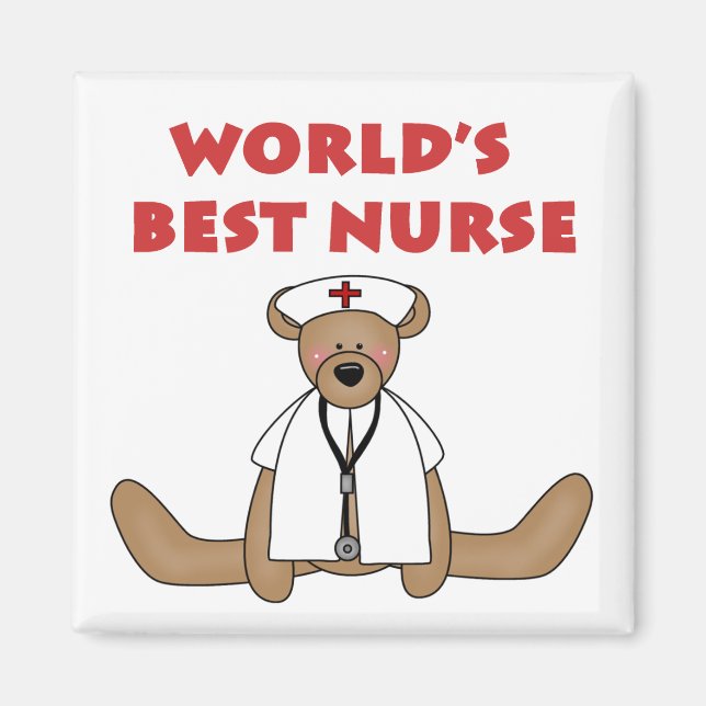 Aimant T-shirts et cadeaux de Bear World's Best Nurse (Devant)