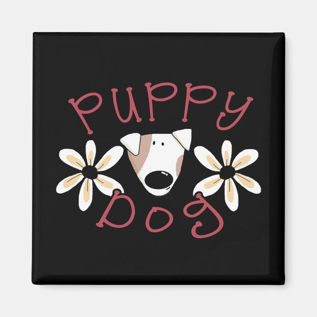 Aimant T-shirts et cadeaux de chiot de fleurs (Devant)