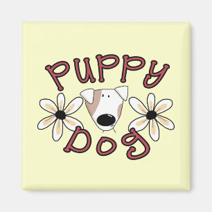 Aimant T-shirts et cadeaux de chiot de fleurs