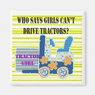 Aimant T-shirts et cadeaux de fille de tracteur
