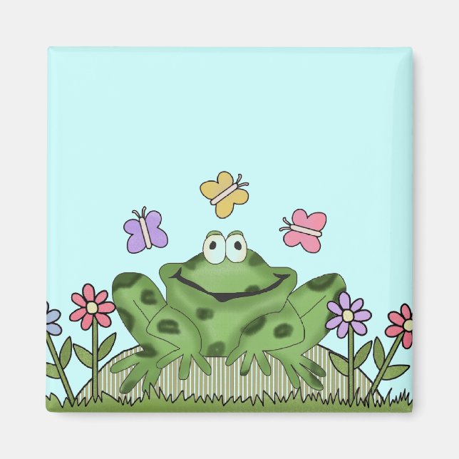 Aimant T-shirts et cadeaux de grenouille de jardin fleuri (Devant)
