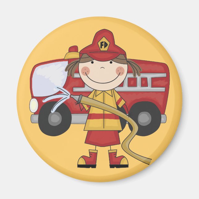 Aimant T-shirts et cadeaux féminins pompiers (Devant)
