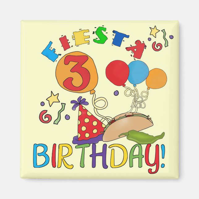 Aimant T-shirts et cadeaux Fiesta 3e anniversaire (Devant)