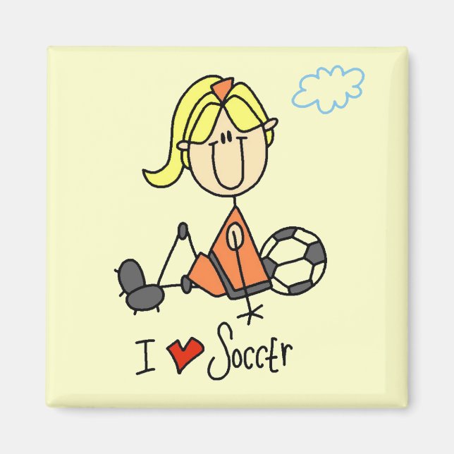 Aimant T-shirts et cadeaux Girl I Love Soccer (Devant)