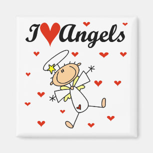 Aimant T-shirts et cadeaux J'aime les anges