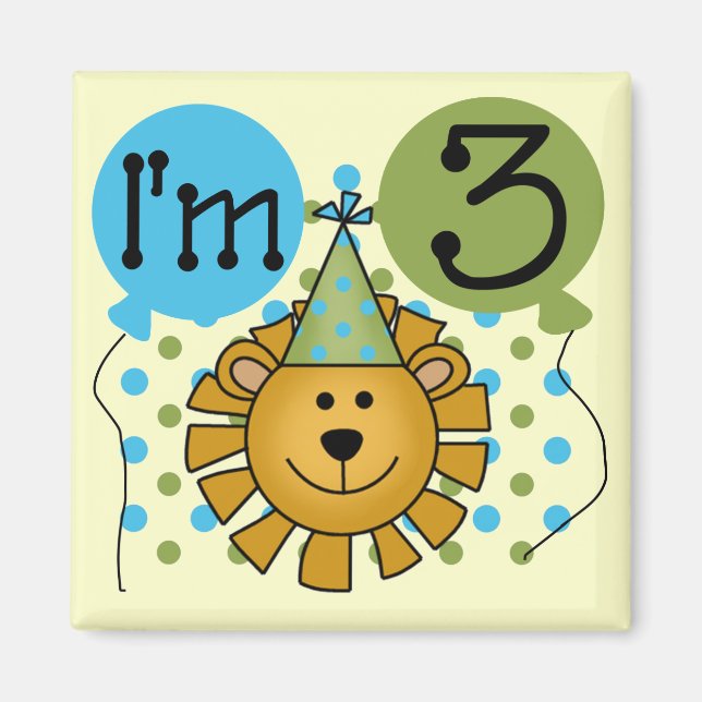Aimant T-shirts et cadeaux Lion 3e anniversaire (Devant)