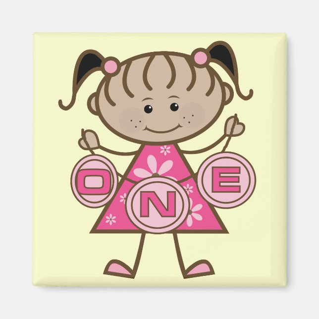 Aimant T-shirts et cadeaux pour la petite fille 1er anniv (Devant)