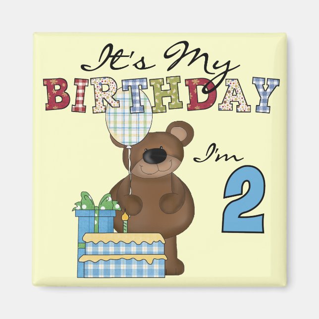 Aimant T-shirts et cadeaux pour le 2e anniversaire de Boy (Devant)