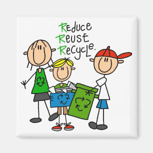 Aimant T-shirts et cadeaux Réduire, Réutiliser, Recycler