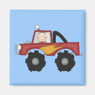 Aimant T-shirts et cadeaux rouges de camion de monstre