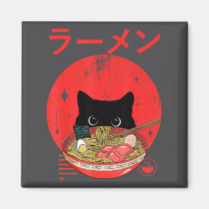 Aimant T-shirts graphiques drôles japonais Ramen de chat