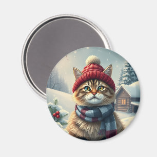 Aimant Tabby Chat en hiver avant l'hiver avant l'hiver et