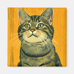 Aimant Tabby rayé minimaliste gris
