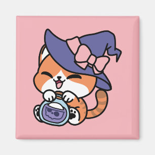 Aimant Tabby Witch Brew – Joli Design de Chat d'Halloween