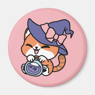 Aimant Tabby Witch Brew – Joli Design de Chat d'Halloween