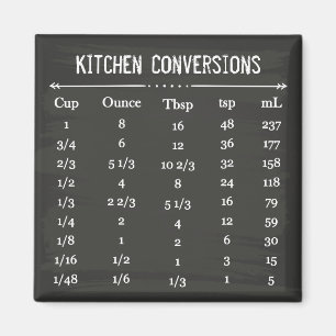 Aimant Table de conversion pratique de cuisine de tableau