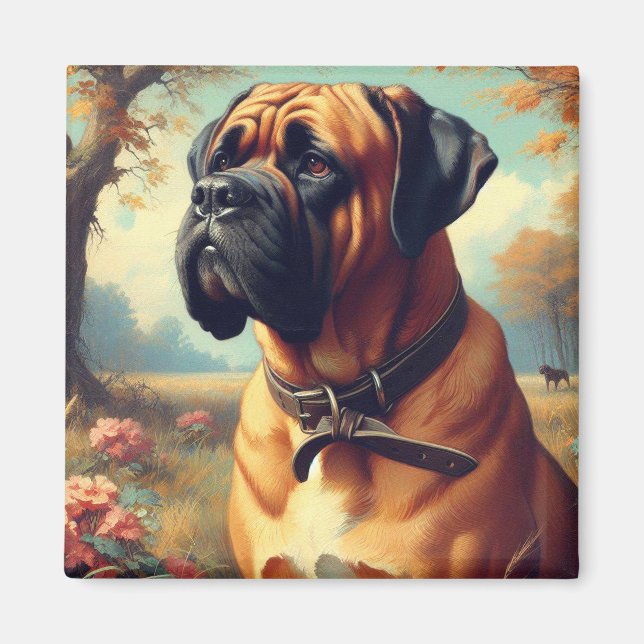 Aimant Tableau Bullmastiff vintage (Devant)