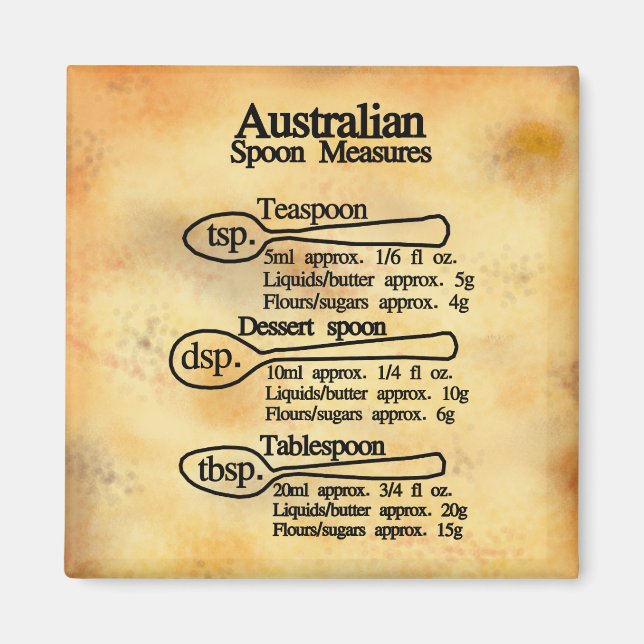 Aimant Tableau de conversion des mesures de cuillère aust (Devant)