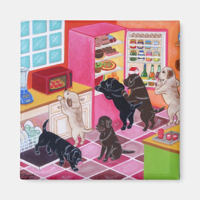Aimant Tableau de la fête de la cuisine du Labrador (Devant)