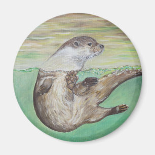 Aimant Tableau de la loutre de rivière joueuse