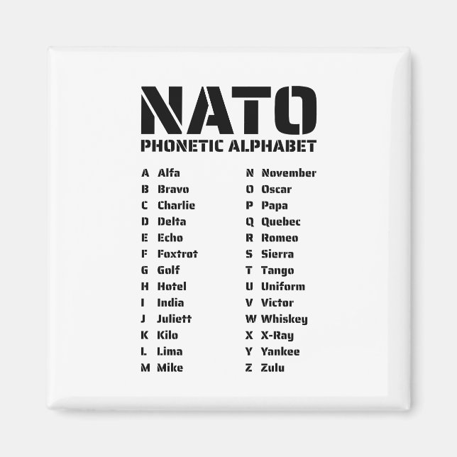 Aimant Tableau de référence de l'alphabet phonétique de l (Devant)