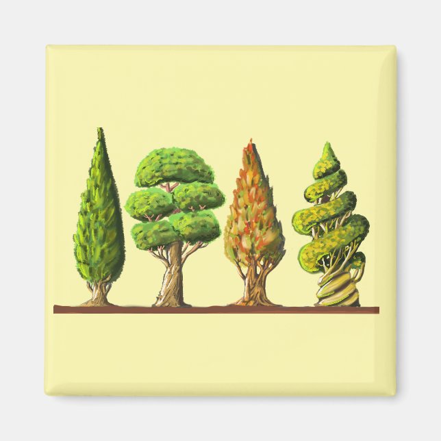 Aimant tableau des trois arbres sculptés dessin digital (Devant)