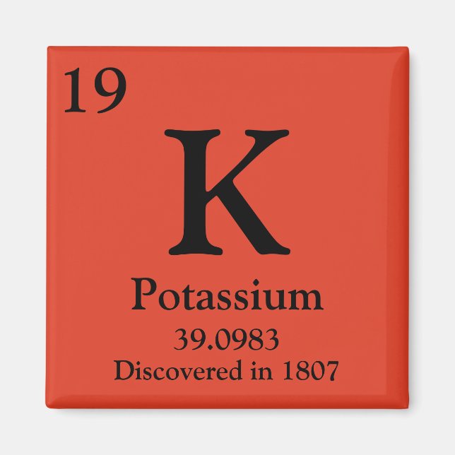Aimant Tableau périodique du potassium (Devant)