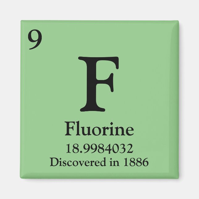 Aimant Tableau périodique fluorine (Devant)
