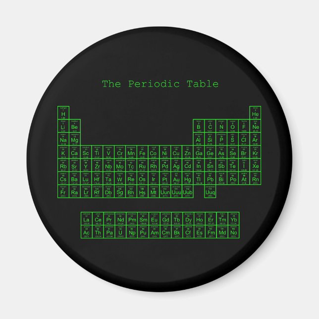 Aimant Tableau périodique néon vert (Devant)