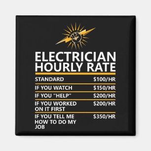 Aimant Tableau tarifaire horaire d'électricien drôle Cade