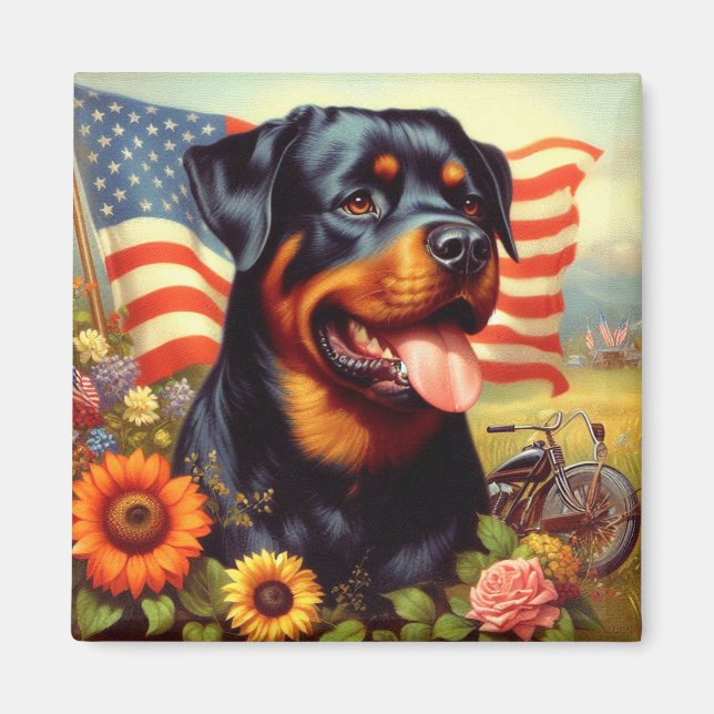 Aimant Tableau vintage Rottweiler (Devant)