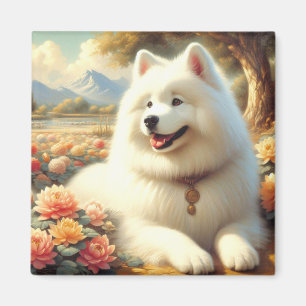 Aimant Tableau vintage Samoyed Dog